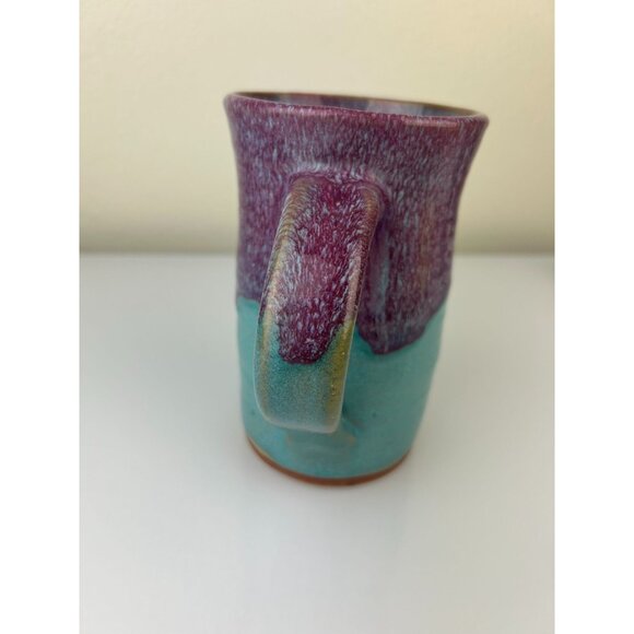 Art Pottery Mug Planter Vase Always Azul Villa Grove Purple Teal Tankard 6.5" - Picture 4 of 16